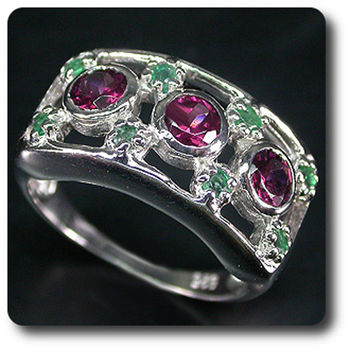 BAGUE GRENAT & EMERAUDE