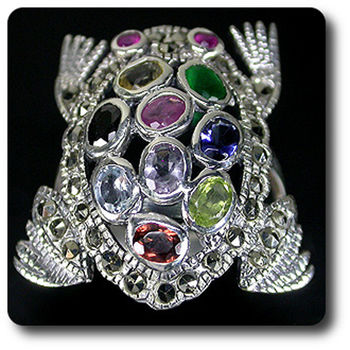 BAGUE PERIDOT CITRINE TOPAZE RUBIS