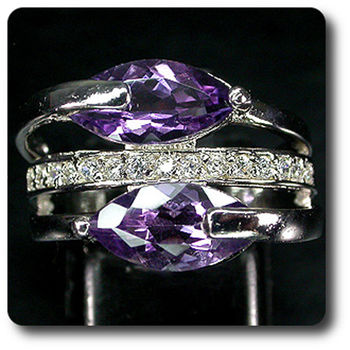 AMETHYST & CUBIC ZIRCONIA RING