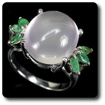 ROSE QUARTZ & EMERALD RING