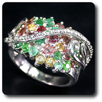 BAGUE SAPHIR EMERAUDE GRENAT TSAVORITE