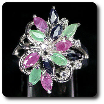 EMERALD, RUBY, SAPPHIRE RING