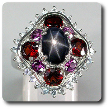 STAR SAPPHIRE GARNET TOPAZ RING