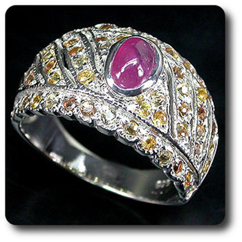 BAGUE RUBIS & SAPHIR JAUNE ORANGE