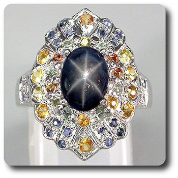 BAGUE SAPHIR ETOILE & SAPHIR MULTICOLORE