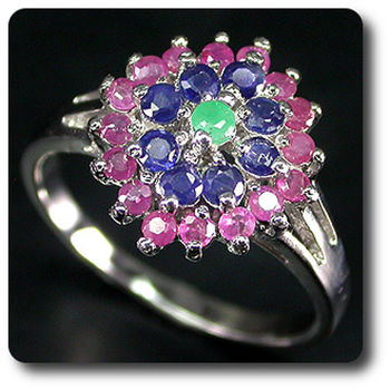 EMERALD, RUBY, SAPPHIRE RING