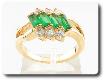 10x5-2 mm Green Emerald Ring