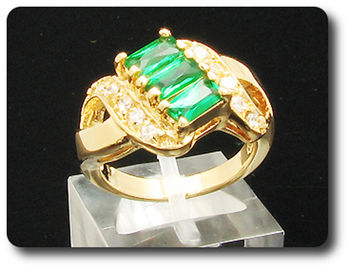 3x6 mm Green Emerald Ring