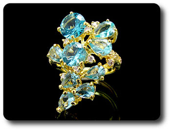 9x8-5 mm Blue Topaz Ring