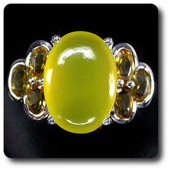 YELLOW DYED CHALCEDONY & CITRINE RING