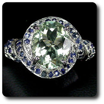 GREEN AMETHYST & BLUE SAPPHIRE RING