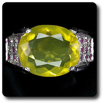 BAGUE OPALE JAUNE & RUBIS