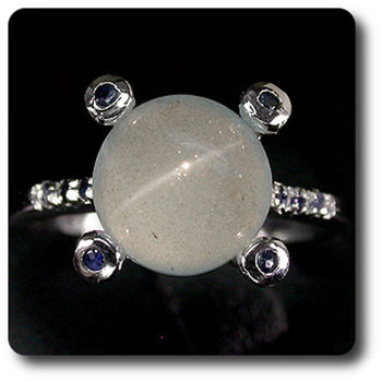 BAGUE AIGUE-MARINE OEIL DE CHAT & SAPHIR