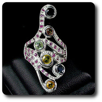 BAGUE SAPHIR MULTICOLORE & RUBIS