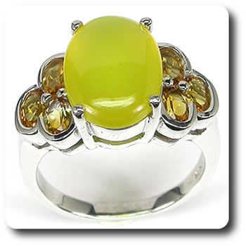 DYED CHALCEDONY & CITRINE RING