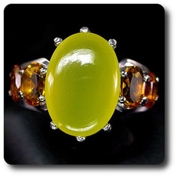 DYED CHALCEDONY & CITRINE RING