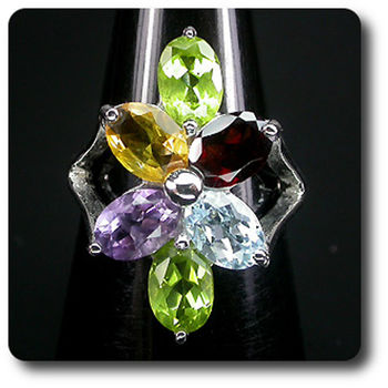AMETHYST, GARNET, CITRINE, PERIDOT & TOPAZ RING