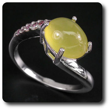 BAGUE OPALE JAUNE & GRENAT RHODOLITE ROSE