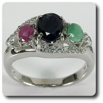 EMERALD, RUBY, SAPPHIRE RING
