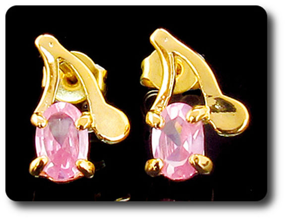 BOUCLES D'OREILLE SAPHIR ROSE