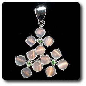 PENDENTIF PIERRE DE LUNE & GRENAT TSAVORITE