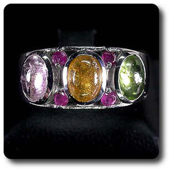 FANCY TOURMALINE-RED RUBY RING