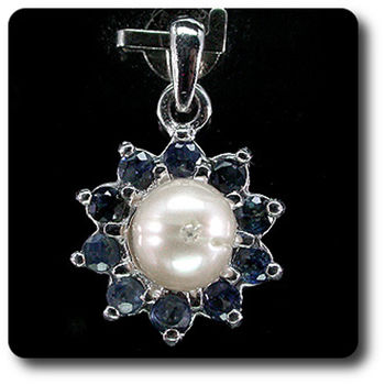 PENDENTIF SAPHIR DIAMANT & PERLE