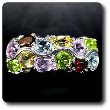 AMETHYST, GARNET, PERIDOT, CITRINE & TOPAZ RING