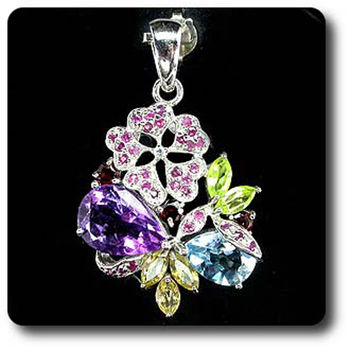 AMETHYST GARNET PERIDOT CITRINE TOPAZ RUBY PENDANT