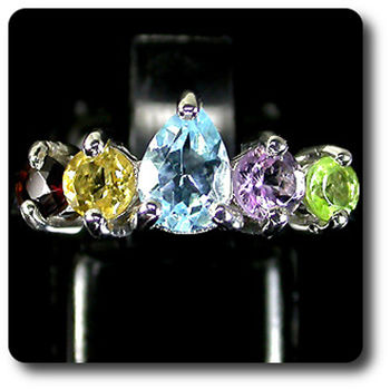 BAGUE AMETHYSTE GRENAT PERIDOT CITRINE TOPAZE