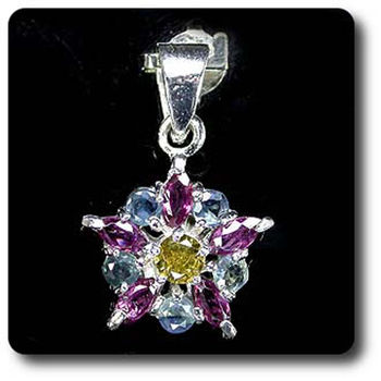 GARNET, SAPPHIRE & CITRINE PENDANT