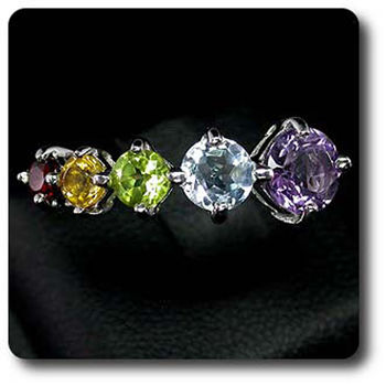 BAGUE AMETHYSTE GRENAT PERIDOT CITRINE TOPAZE
