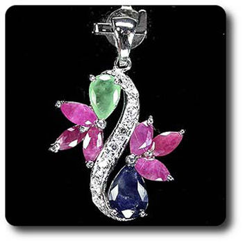 EMERALD, RUBY, SAPPHIRE PENDANT