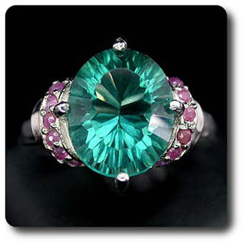 BAGUE FLUORINE VERTE & RUBIS