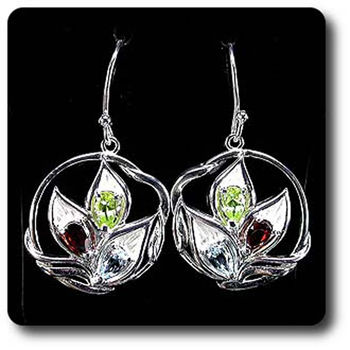 GARNET, PERIDOT & TOPAZ EARRINGS