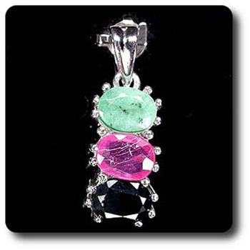 EMERALD, RUBY, SAPPHIRE PENDANT