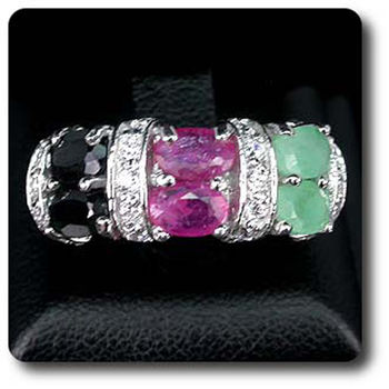 EMERALD, RUBY, SAPPHIRE RING
