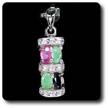 PENDENTIF EMERAUDE RUBIS SAPHIR