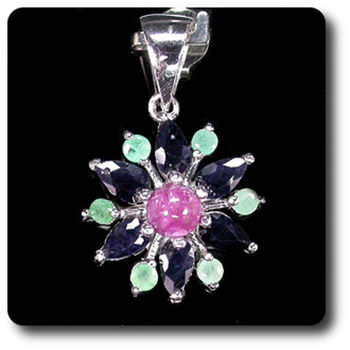 PENDENTIF EMERAUDE RUBIS SAPHIR