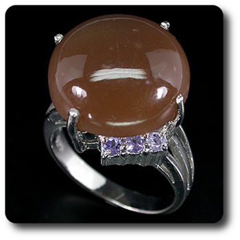 BAGUE PIERRE DE LUNE & TANZANITE