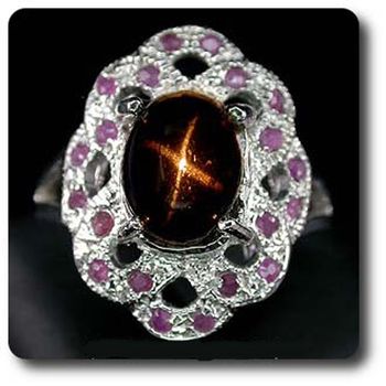 BAGUE DIOPSIDE ETOILE & RUBIS