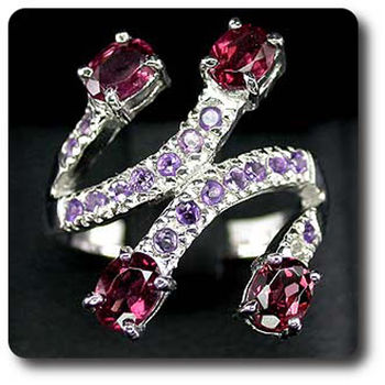 AMETHYST & RHODLITE GARNET RING