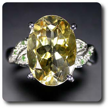 BLUE CITRINE & TSAVORITE GARNET RING