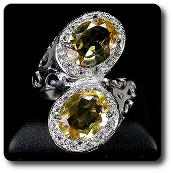 BAGUE CITRINE & TOPAZE BLANCHE
