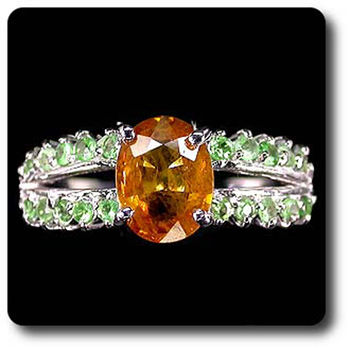 YELLOW SAPPHIRE-GREEN TSAVORITE GARNET  RING