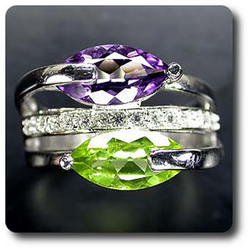 AMETHYST, PERIDOT RING