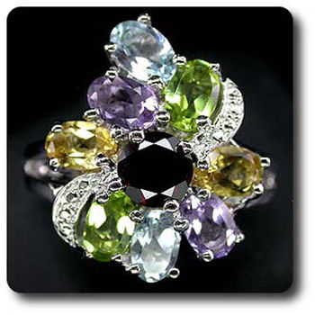 AMETHYST, GARNET, PERIDOT, CITRINE & TOPAZ RING
