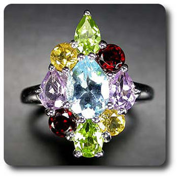 AMETHYST, GARNET, PERIDOT, CITRINE & TOPAZ RING