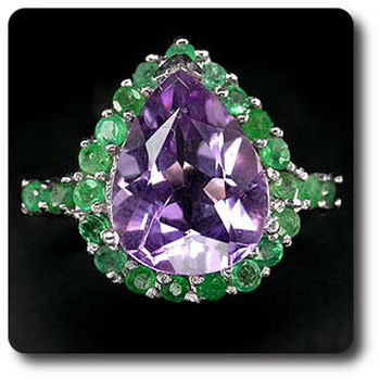 AMETHYST  & EMERALD RING