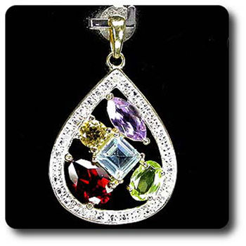 AMETHYST, GARNET, PERIDOT, CITRINE, TOPAZ & DIAMOND PENDANT